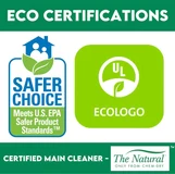 Eco certifications: EPA Safer Choice and ECOLOGO, for The Natural from Chem-Dry